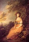 Thomas Gainsborough Canvas Paintings - Mrs Sheridan